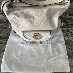 Michael Kors White Fulton Hobo Shoulder Bag